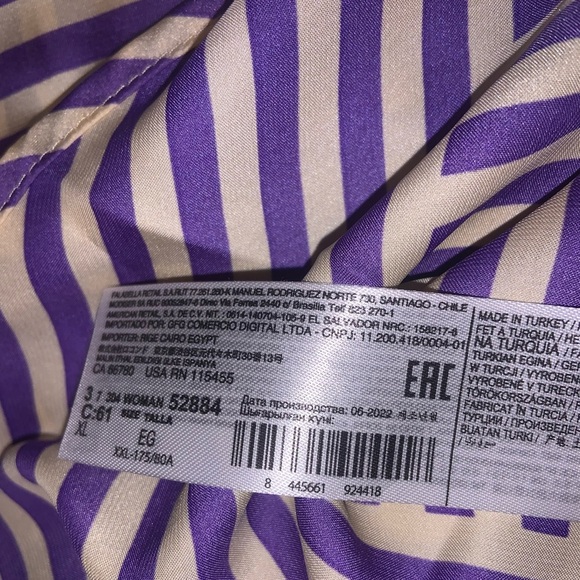 MNG Asymmetrical Striped Satin Finish MidLength Skirt - Picture 5 of 9